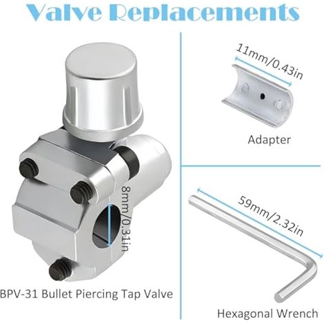 BPV31 Climatisation Vanne de perçage R12 vers R134A Adaptateur côté Basse Pression 1/4", 5/16", 3/8" Tuyau de diamètre extérieur pour système de réfrigération CVC R12 R22 R502 R134A (1/5)