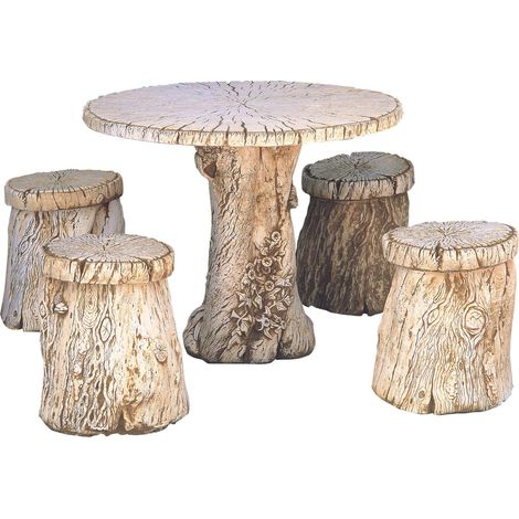 COMEDOR DE PIEDRA JARDIN CIRCULAR MADERA PEQUEÑA (1/2)