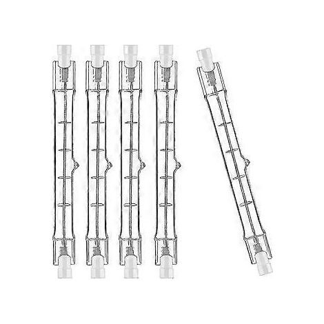 Lot de 5 ampoules halogènes R7s 118 mm 200 W 230 V, tige halogène R7s 118 mm, ampoule halogène R7s à intensité variable pour projecteur de bâtiment, éclairage de chantier et d'aménagement paysager (1/4)