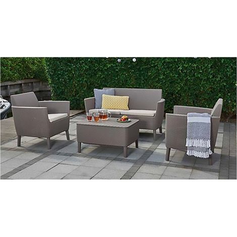 SALOTTO RESINA 2 POSTI "KETER SALEMO" CAPPUCCINO SET 4PZ C/CUSCINO