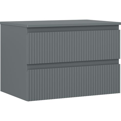 Mexen Rivel Badschrank unter dem Waschbecken 70 cm mit Platte, 2 Schubladen, geriffelt, Graphit matt - 91A20-07047-2-BFFC66