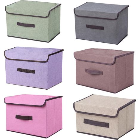 6 Boîte de Rangement avec Couvercle,Sac de Rangement,Pliable Rangement Tissu pliable avec Couvercle, Panier de Rangement,Coffre à Jouets pour Jouets,Vêtements (MIX, 26×19×16 cm)