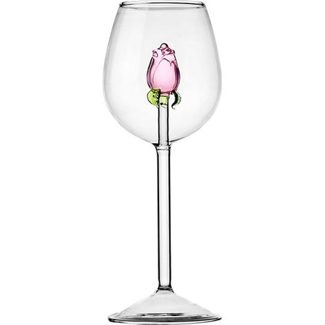 Verre à vin 3D Rose – 300 ml, design élégant et cadeau