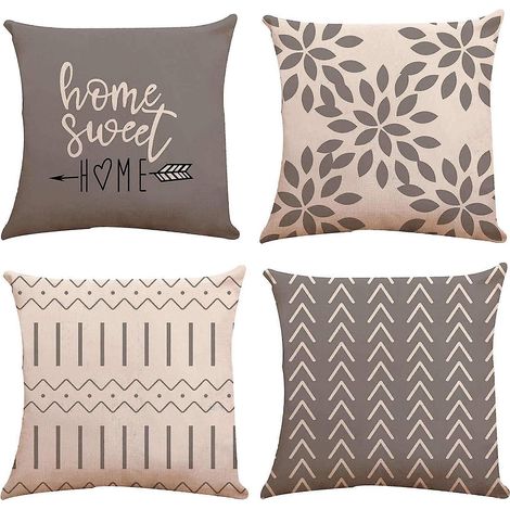 Set mit 4 dekorativen Leinenkissenbezügen für Sofa, Sessel und Bett (1/5)