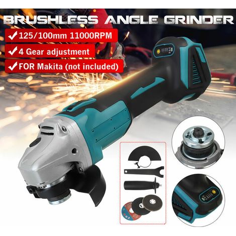 Meuleuse d'angle sans fil 125mm 18V 4 vitesses pour Makita Batterie + accessoires (Machine Seule) (1/4)