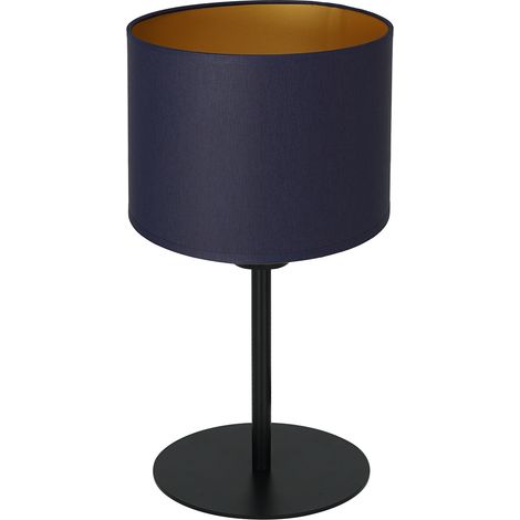 Lampada da tavolo nera 34cm paralume blu oro Arden