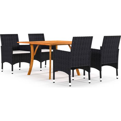 Juego de comedor para jardín de 5 piezas negro vidaXL (1/5)