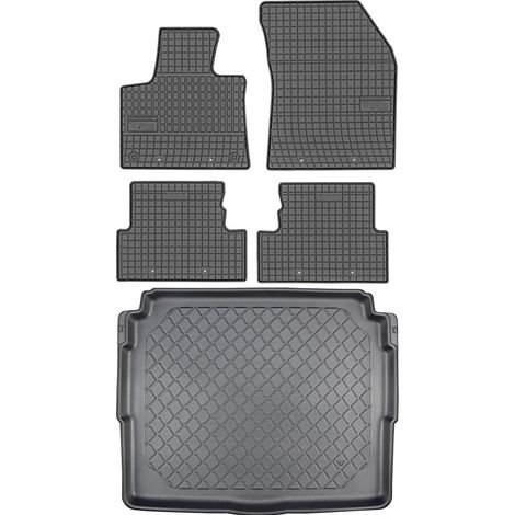 Ensemble de tapis de sol en caoutchouc pour Peugeot 3008 II SUV (à partir de novembre 2016) + tapis de coffre.