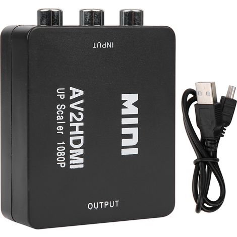 Convertisseur Vidéo Mini AV vers HDMI 1080P 60Hz avec Câble USB - Noir (1/5)
