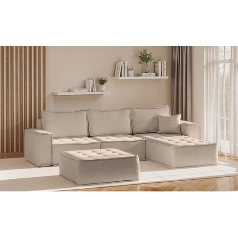 Ecksofa Modulsofa 4-teilig SANDE Stoff Alpine Toffee Ottomane Rechts (1/5)