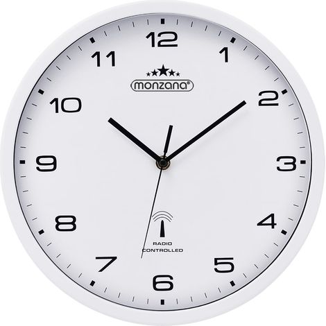 Monzana – Horloge murale radio-pilotée silencieuse Ø 31cm – Mécanisme quartz avec trotteuse – Réglage automatique heure d'été/hiver (1/5)