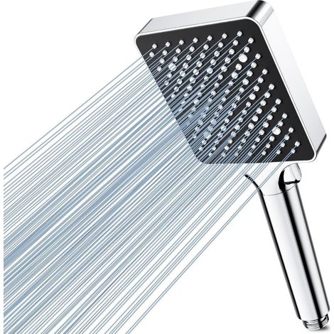 Pommeau de douche carré 6 jets, haute pression, économie d'eau, réglage une main (1/5)