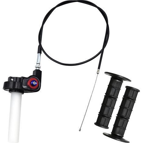 Poignée D'accélérateur avec Câble Kit Ensemble D'accélérateur pour Moto Poignées de Moto avec Câble 1,2 m Tirage Rapide 50cc-150cc 200cc 250cc ATV Dirt Bike (Noir) (1/5)