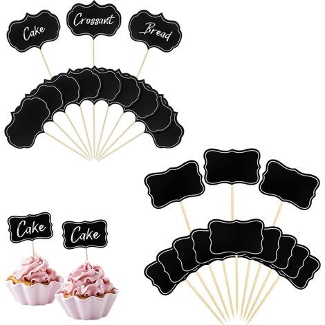 48 Étiquettes Ardoise sur Piques, Mini-Tables à Inscrire, Accessoires Buffet, Décorations Cupcake, Étiquettes Sandwich, Décor Apéro (Taille L) (1/5)
