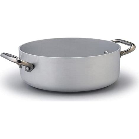AGNELLI Casseruola Alta Alluminio Fondo Induzione 2 Manici D 28 Cm