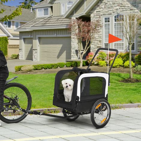 Remorque vélo jogger 2 en 1 animaux drapeau roue avant pivotante noir (1/5)