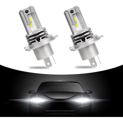 Stück H4 LED-Lampen, 6500 K Weiß, 60 W, extrem hell, Plug-and-Play, 12 V-Scheinwerfer für Auto und Motorrad