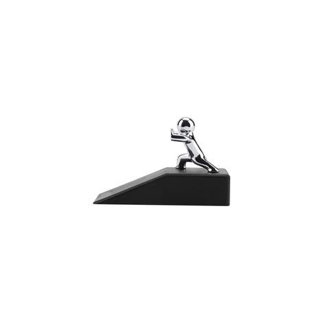 Schwarzer dekorativer Türstopper aus rutschfestem Gummi, 10 cm x 6 cm, 146 g - Crezuo