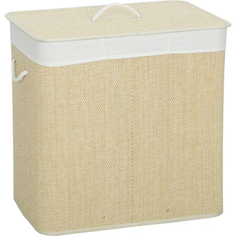 Cesto para ropa sucia 144L con tapa de bambú OKMYHOME (1/2)