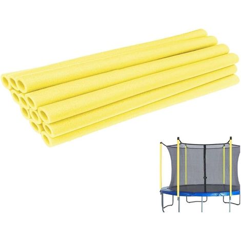 Lot de 12 Manchons en Mousse pour Poteau Trampoline, 88 cm, étanche, Tube Rond Protection Accessoires Trampoline Jaune -