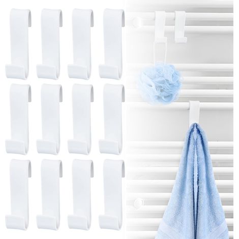 12 Pieces Crochet Radiateur Rond,Crochet pour Salle de Bain,Crochet Seche Serviette,Crochet Porte Serviette Tablette Radiateur,pour Tous les Radiateurs Standards,Blanc Pcs (Blanc) -'12 Pcs (Blanc)