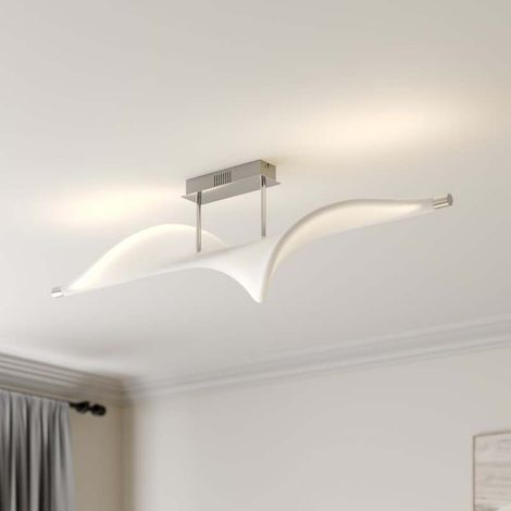 [GEBRAUCHT] B-Ware Lucande Deckenlampe Leuchte Edano LED dimmbar Textil Aluminium weiß 122x22cm (1/2)