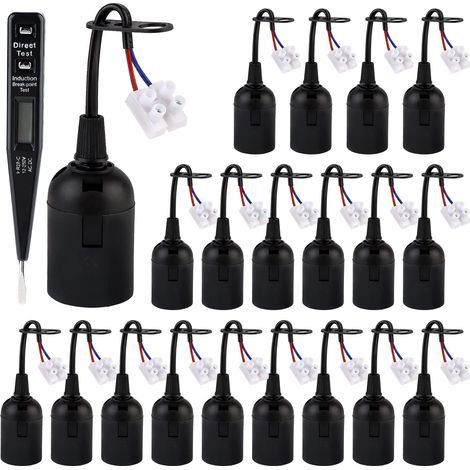 Lot de 20 Douilles de Lampe E27, Douille de Lampe de Rénovation E27 avec Câble 250V 4A avec Testeur de Tension, Douille de Chantier (1/5)