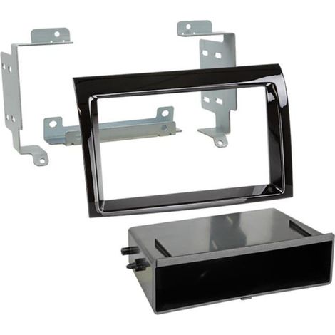 Kit Support autoradio 2DIN compatible avec Citroen Fiat Peugeot ap06 Avec vide-poche Noir brillant