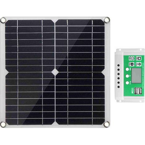 Kit de panneau solaire 20 watts 12 volts monocristallin + contrôleur de charge 10A PWM pinces de batterie 22% haute efficacité pour système hors réseau de remorque de bateaux de camping-car (1/5)