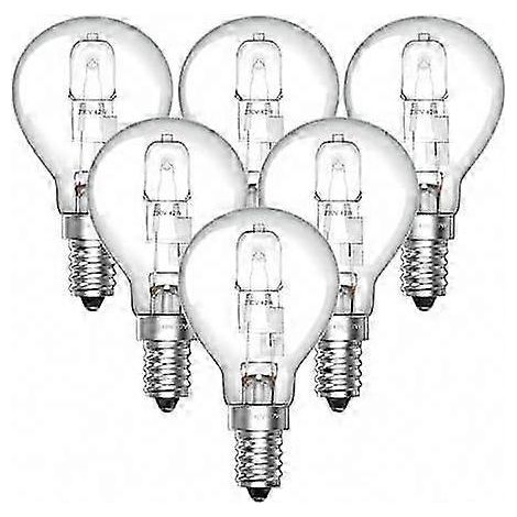 Lot de 6 Ampoules Halogènes G45 E14 28W, Blanc Chaud 2700K, Globe Mini SES, Équivalent 40W, Rond Transparent, 240V (1/5)