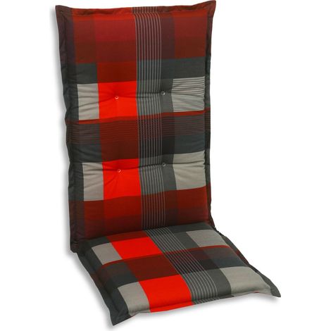 GO-DE Hochlehner-Auflage 120 x 50 x 8 cm rot kariert Sitzkissen Sitzpolster (1/3)