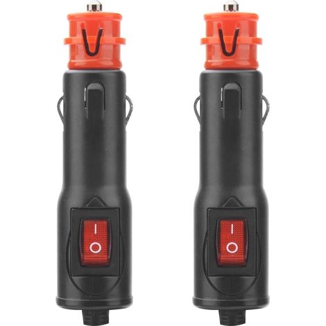 Lot de 2 prises allume-cigare de style européen - 12 V - Avec interrupteur rouge et fusible 10 A - Convient pour voiture, camion, voiture, moto (1/4)