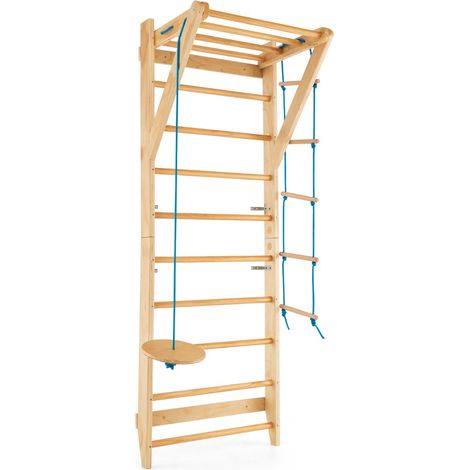 Espalderas de madera para ejercicio 80 x 60 x 220 cm capacidad de carga de 100 kg con 12 accesorios diseño moderno en madera natural 200009941