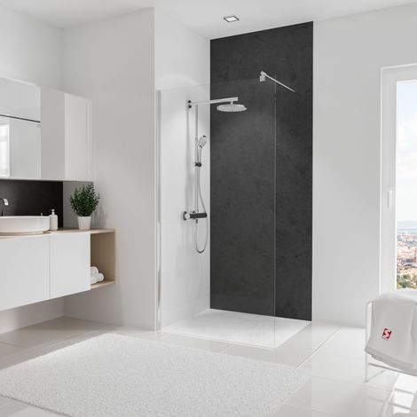 Schulte – Panneau mural de douche ardoise 100 x 255 cm – Épaisseur 3 mm – Surface hydrofuge et imperméable – Installation facile sans poussière