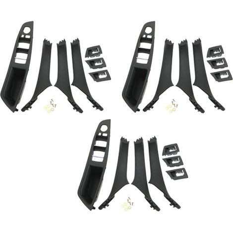 Lot de 3 poignées de porte intérieures pour BMW Série 5 F10 F11 520 525 (conduite à droite), noir. (1/4)