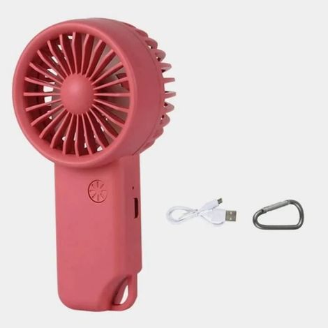 Mini Ventilateur Portable - Batterie 500mAh - Charge USB - 3 Vitesses - Rose - 5.8x4.2x11.3 cm