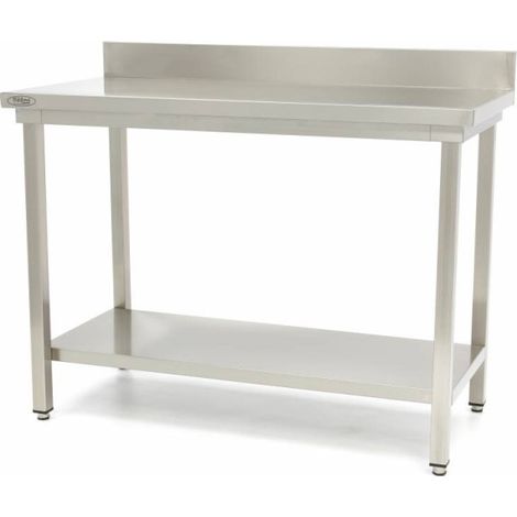 Table en acier inoxydable - 80 x 60cm - Hauteur réglable - avec dosseret - Maxima (1/5)