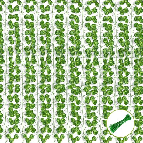 Guirlande de 12 feuilles artificielles de pastèque Bcc, feuilles artificielles avec attaches de câble, guirlande végétale pour décoration murale, jardin, mariage, fête (1/4)