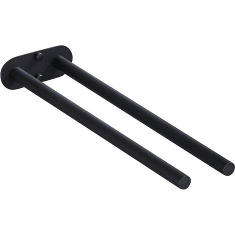 Porte-serviettes noir mat avec 2 bras pour salle de bain, cuisine, douche 40 cm (1/5)