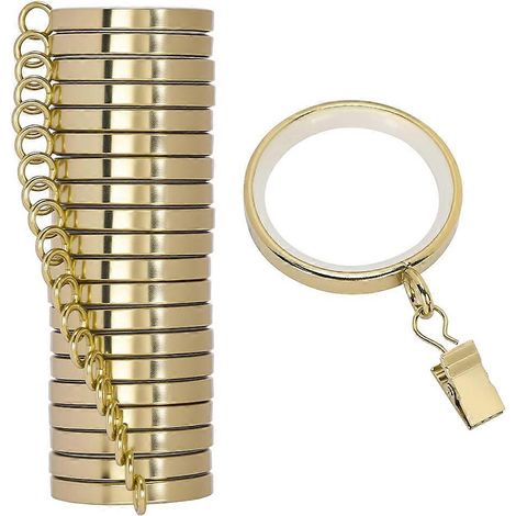 20 anneaux de rideaux Easy Glide de qualité supérieure avec pinces, anneaux métalliques pour rideaux avec inserts en nylon silencieux, pinces et anneaux pour tringle à rideaux (1/5)