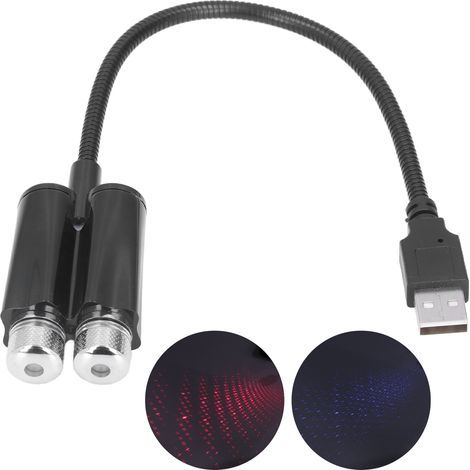 Lampe de nuit Star de voiture, projecteur USB Plug and Play, lumière de flexion gratuite 5W 5V, éclairages bleus rouges pour la décoration(Commande non vocale C202). (1/5)