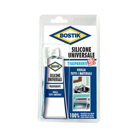 SILICONE ACETICO IN TUBETTO BOSTIK - TRASPARENTE ML 60- 12 pezzi