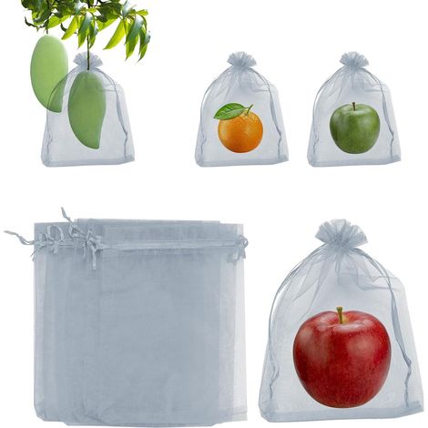 sacs de protection pour fruits – en filet et fleurs 15 x 20 cm Lot de 100 20 cm 15 x Gris (1/5)