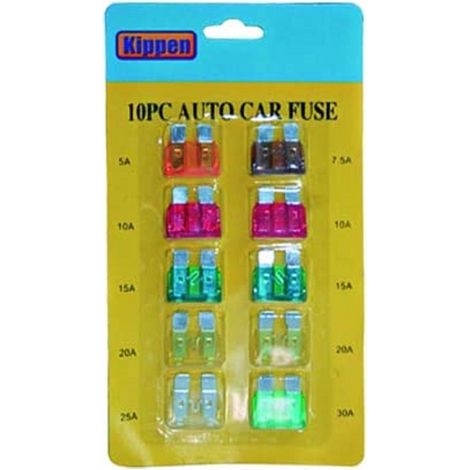 TRADE SHOP - Kit Di Mini Fusibili Lamellari Assortiti Per Auto Da 10 Pezzi Da 5 A 30 Ampere -