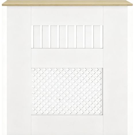 Cubierta de radiador blanca con lamas y motivo de panal 78 x 19 x 81 cm (1/5)