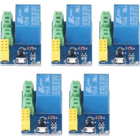 5 Stück WLAN-Relaismodul-Platine, WLAN-Smart-Steckdosenrelais, Steuerung per Mobiltelefon-App für DIY-Projekte