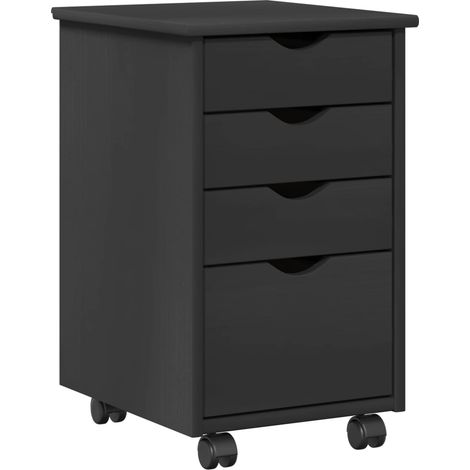 Gabinete rodante con rueda Gris 34 x 39 x 56 cm Pino macizo vidaXL