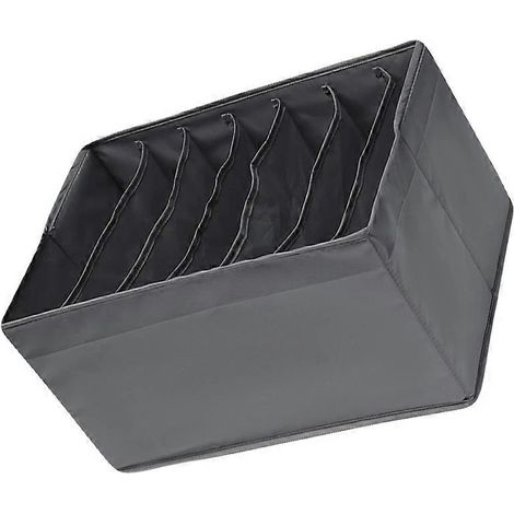 Organisateur de sous-vêtements gris foncé à 7 compartiments, boîte de rangement pliable en polyester pour l'organisation de la maison, lot de 1 (1/5)