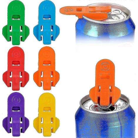 Ouvre-boîte manuel coloré, ouvre-boîte facile, ouvre-boîte à soda à code couleur, protège-boisson et protège-canette, couvercle pour canette (6 pièces) (1/5)