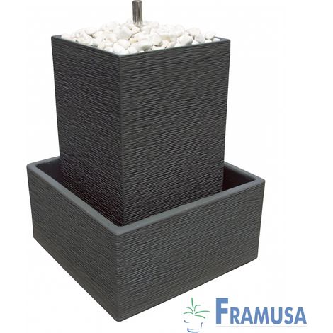 FUENTE DE PIEDRA ARTIFICIAL CASCADA CARRE ANTRACITA CON BOMBA PARA JARDIN (1/2)
